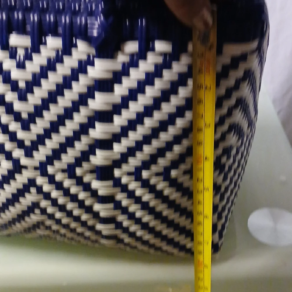 Elegant Navy and Cream Geometric Tote - Picture 9 of 10